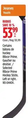 Canadian Tire CCM Selected Ribcor Prime Hockey Sticks offer