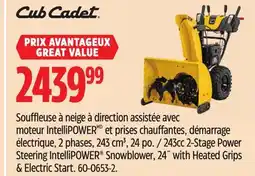 Canadian Tire 243cc 2-Stage Power Steering IntelliPOWER Snowblower, 24 With Heated Grips & Electric Start offer