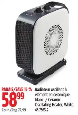 Canadian Tire Noma Ceramic Oscillating Heater, White offer
