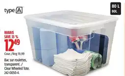 Canadian Tire Clear Wheeled Tote offer
