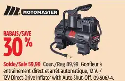 Canadian Tire 12V Direct-Drive Inflator with Auto Shut-Off offer