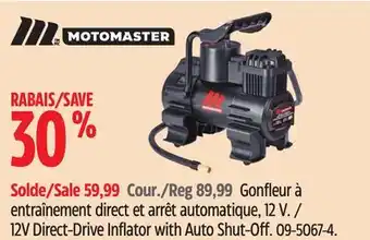 Canadian Tire 12V Direct-Drive Inflator with Auto Shut-Off offer