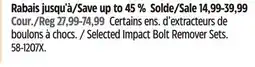 Canadian Tire Selected Impact Bolt Remover Sets offer