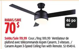 Canadian Tire Canarm Aspen 3-Speed Ceiling Fan with Remote offer