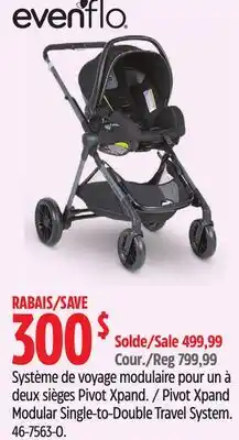Canadian Tire Evenflo Pivot Xpand Modular Single-to-Double Travel System offer