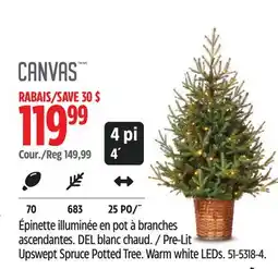 Canadian Tire CANVAS Pre-Lit Upswept Spruce Potted Tree offer