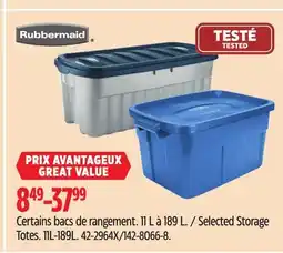 Canadian Tire Rubbermaid Selected Storage Totes offer