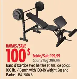 Canadian Tire WA:KE Bench with 100-lb Weight Set and Barbell offer