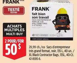 Canadian Tire FRANK XL Black Contractor Bags offer
