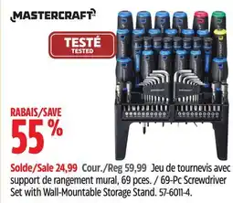 Canadian Tire Mastercraft 69-Pc Screwdriver Set with Wall-Mountable Storage Stand offer