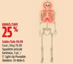Canadian Tire 5´ Light-Up Poseable Skeleton offer