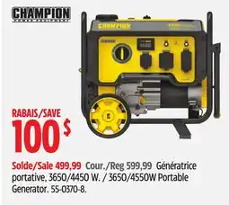 Canadian Tire Champion 3650/4550W Portable Generator offer