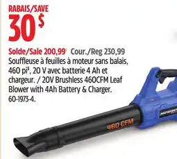 Canadian Tire Mastercraft 20V Brushless 460 CFM Leaf Blower Kit with 4Ah Battery & Charger offer