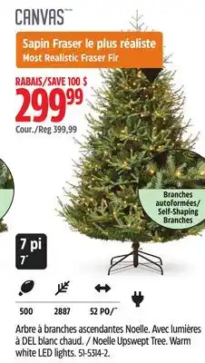 Canadian Tire CANVAS Noelle Upswept Tree. Warm white LED lights offer