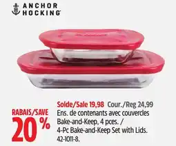 Canadian Tire Anchor Hocking 4-Pc Bake-and-Keep Set with Lids offer