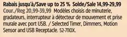 Canadian Tire Selected Timer, Dimmers, Motion Sensor and USB Receptacle offer