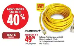 Canadian Tire Mastercraft 50´ 12-Gauge Extension Cord with Lit End offer
