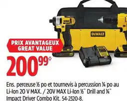 Canadian Tire DEWALT 20V MAX Li-Ion 1⁄2˝ Drill and 1⁄4˝ Impact Driver Combo Kit offer