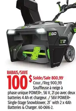 Canadian Tire EGO POWER+ 56V POWER+ Single-Stage Snowblower offer