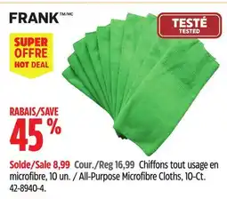 Canadian Tire FRANK All-Purpose Microfibre Cloths offer