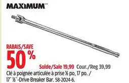 Canadian Tire Maximum 17˝ 1⁄2˝-Drive Breaker Bar offer