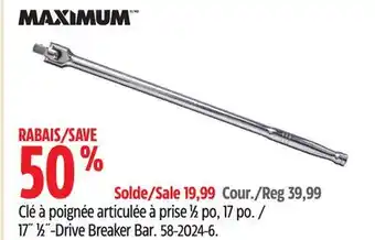 Canadian Tire Maximum 17˝ 1⁄2˝-Drive Breaker Bar offer