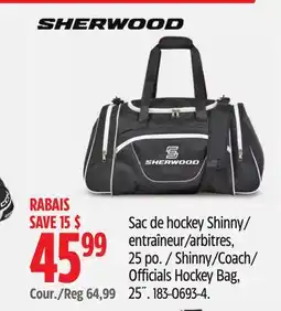 Canadian Tire Sherwood Shinny/Coach/ Officials Hockey Bag, 25˝ offer