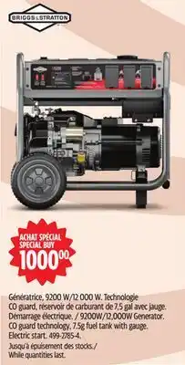 Canadian Tire Briggs 9200W/12,000W Generator offer