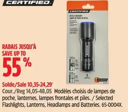 Canadian Tire Certified Selected Flashlights, Lanterns, Headlamps and Batteries offer