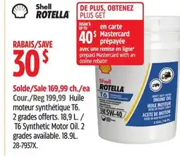Canadian Tire Rotella T6 Synthetic Motor Oil offer