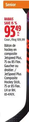 Canadian Tire CCM JetSpeed Plus Composite Hockey Stick, 75 or 85 Flex offer