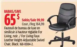 Canadian Tire For Living Faux Leather Height-Adjustable Swivel Chair offer