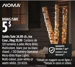 Canadian Tire NOMA 120 Battery-Operated Micro-Brite Rope Lights offer
