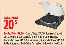 Canadian Tire Audio-Technica LP60X Fully Automatic Belt-Drive Turntable, 2-Speed offer