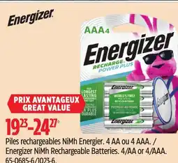 Canadian Tire Energizer NiMh Rechargeable Batteries offer