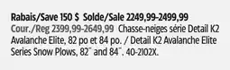 Canadian Tire Detail K2 Avalanche Elite Series Snow Plows, 82˝ and 84˝ offer