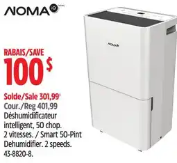 Canadian Tire Smart 50-Pint Dehumidifier. 2 speeds offer
