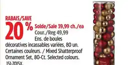 Canadian Tire Mixed Shatterproof Ornament Set, 80-Ct. Selected colours offer