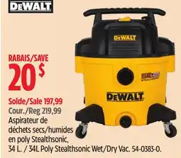 Canadian Tire DEWALT 34L Poly Stealthsonic Wet/Dry Vac offer