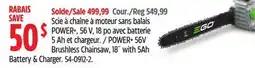 Canadian Tire Ego POWER+ 56V Brushless Chainsaw, 18 With 5Ah Battery & Charger offer
