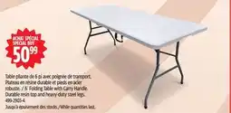 Canadian Tire Iceberg 6´ Folding Table with Carry Handle. Durable resin top and heavy-duty steel legs offer