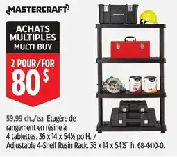 Canadian Tire Mastercraft Adjustable 4-Shelf Resin Rack offer