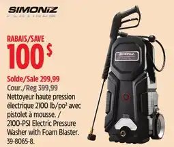 Canadian Tire Simoniz 2100-PSI Electric Pressure Washer with Foam Blaster offer