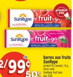 Super C BARRES AUX FRUITS SUNRYPE | SUNRYPE FRUIT BARS offer