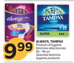 Brunet ALWAYS,TAMPAX Produits d'hygiène féminine sélectionnés offer