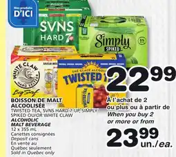 Marches Tradition TWISTED TEA, SVNS HARD 7-UP, SIMPLY SPIKED OR WHITE CLAW ALCOHOLIC MALT BEVERAGE offer