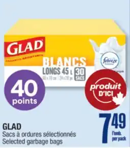 Jean Coutu GLAD Selected garbage bags offer