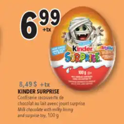 Familiprix KINDER SURPRISE, Milk chocolate with milky lining and surprise toy, 100 g offer
