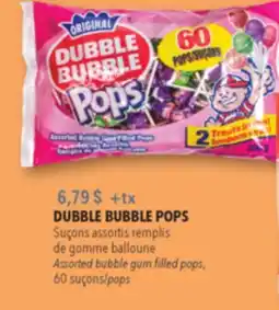 Familiprix DUBBLE BUBBLE POPS, Assorted bubble gum filled pops, 60pops offer