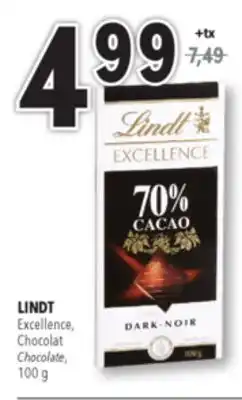 Familiprix LINDT, Excellence, Chocolate, 100 g offer
